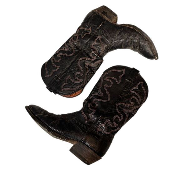 Nocona Men\'s Cowboy Western Boot Stitched Black Leather Pointed Toe 8 D Made USA main image 5